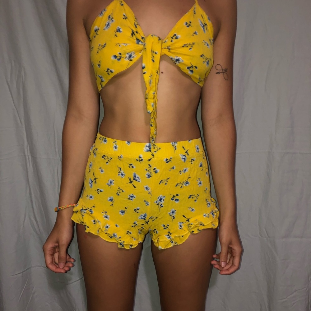 A yellow floral 2 piece set